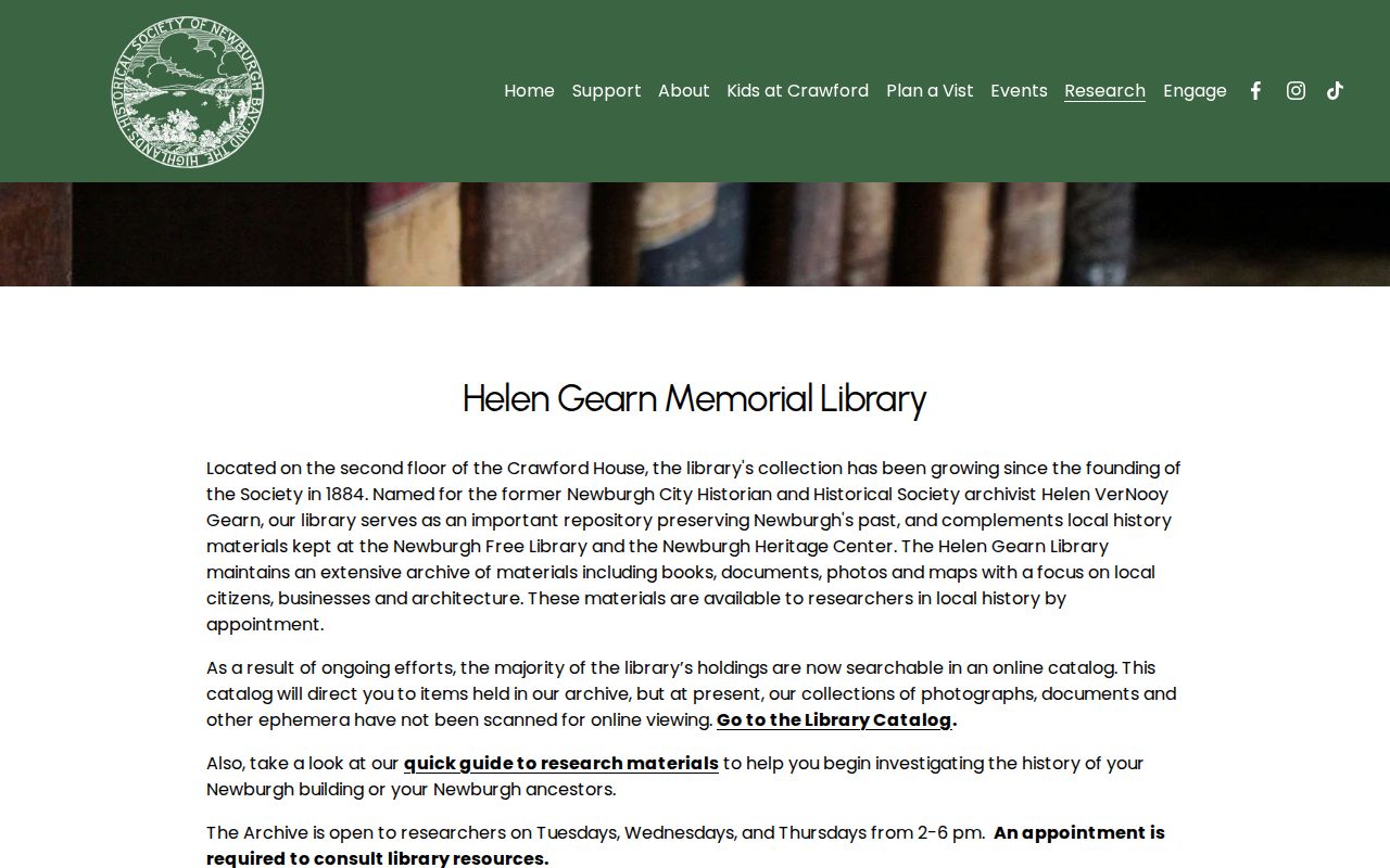 Town of Newburgh city directory research holdings at the Helen Gearn Memorial Library